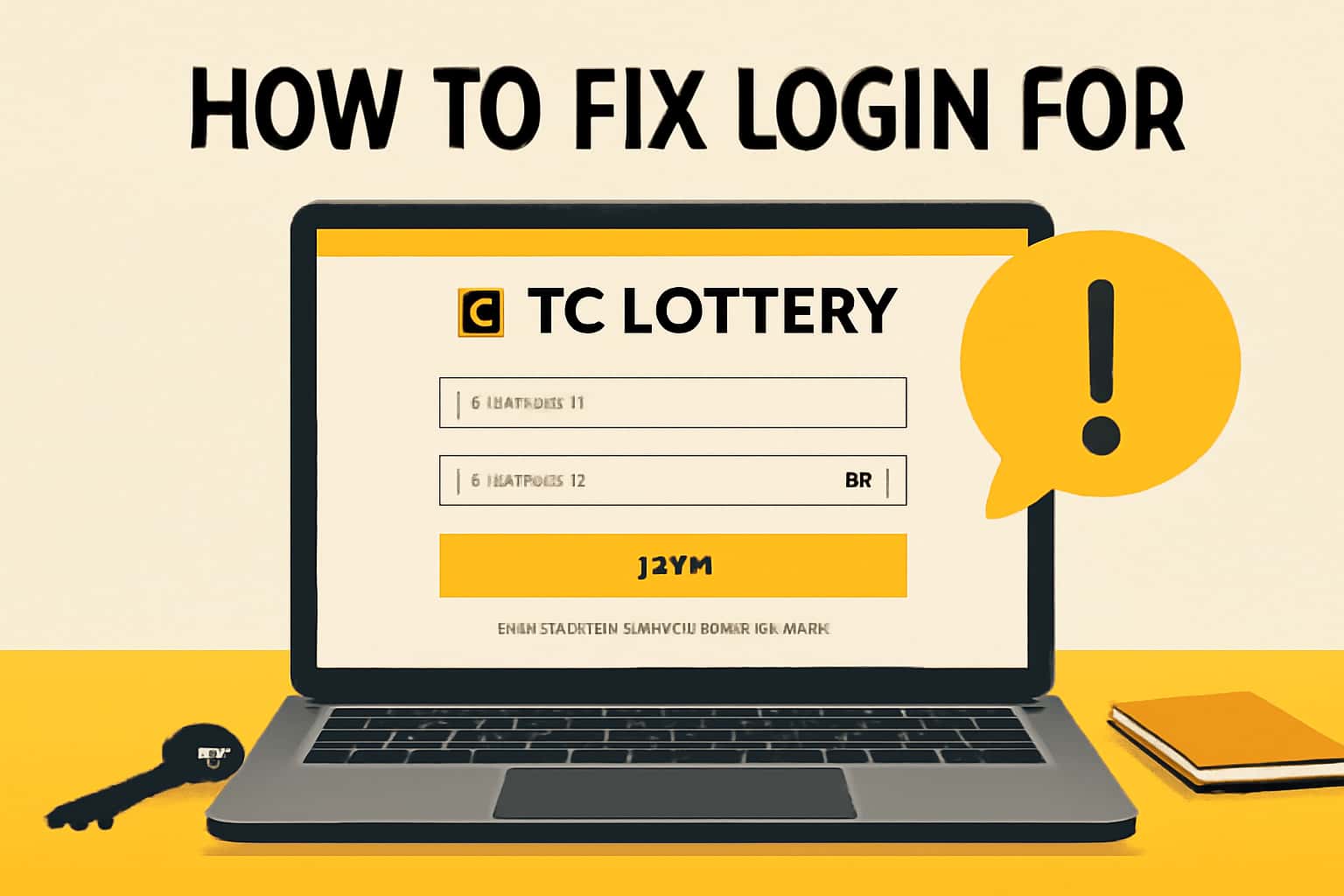 An informative visual depicting how to solve login issues for Tc Lottery.