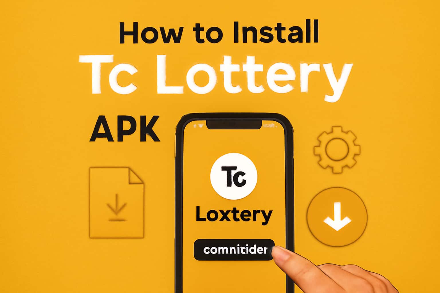 Informative scene illustrating the process of installing the Tc Lottery APK.