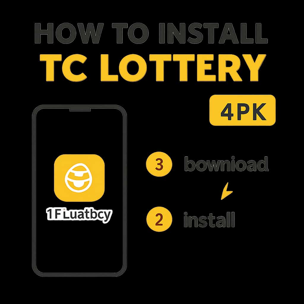 Diagram explaining installation steps for the Tc Lottery APK.