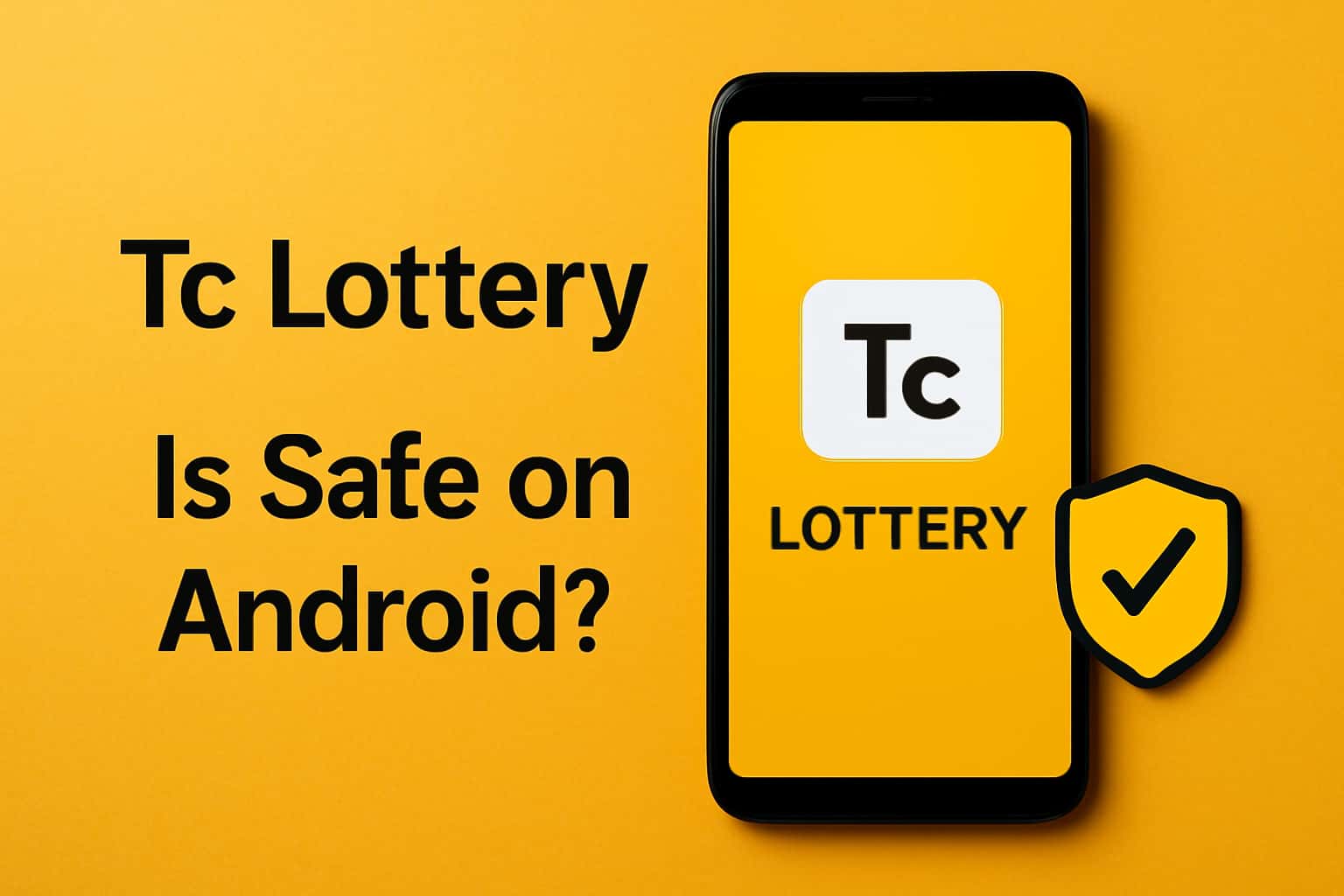 Informational graphic about the Tc Lottery app safety on Android.