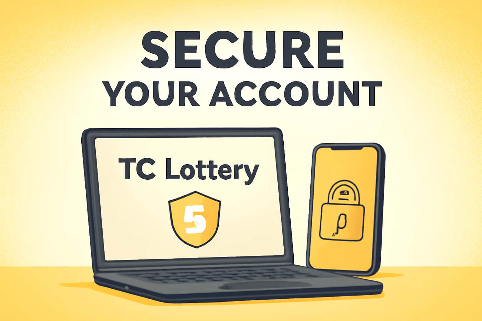 An informative graphic displaying how to secure your Tc Lottery account.
