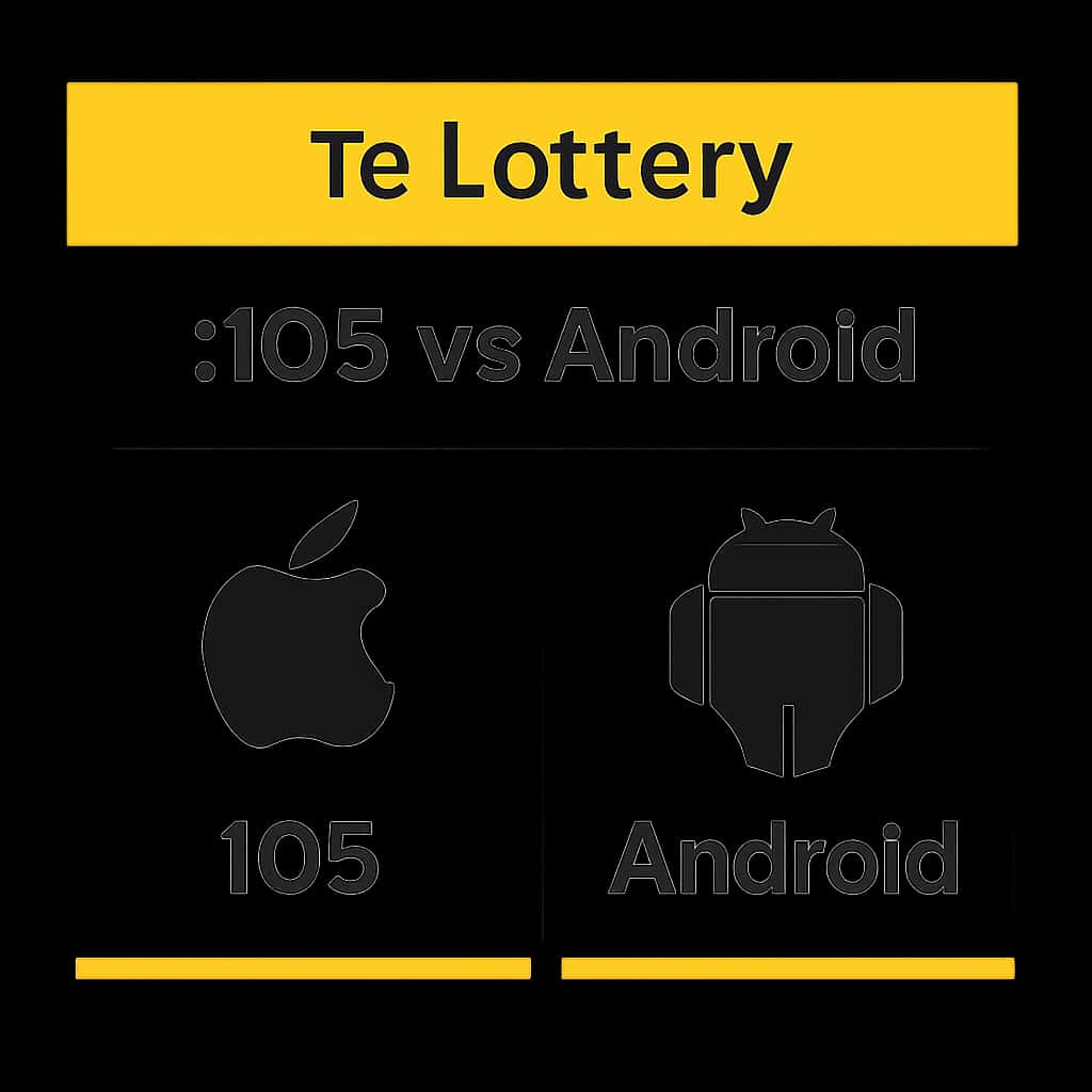A diagram illustrating the differences in installation and compatibility of Tc Lottery on iOS and Android.